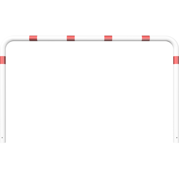 Guard hoop |  76 x 2,6 mm | without cross bar | for casting in concrete | total width: 2500 mm | total height: 1500 mm | hot-dip galvanized and white coatedwith red reflecting stripes